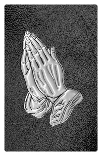 DF35T 516 SL SH BK Silver Praying Hands Shimmer Black Background